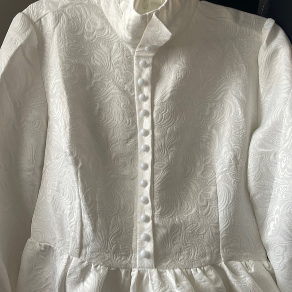 Dresses Vintage High Neck White Damask Fabric Victorian Dress Poshmark